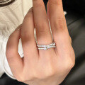 wholesale S925 Sterling Silver Three-Loop Woven Brushed Stacking Ring, Fashionable and Versatile Elegant Style-0-2
