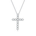 wholesale 18K Gold Cross Necklace with Lab-Grown Diamonds and Platinum, High-End Cross-Border Non-Fading 18K Gold Collarbone Chain-0-0