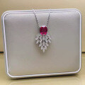 wholesale [] Silver Zhuozhifan Jewelry New Women's Simulated Ruby 7*9 Necklace Jewelry Ins Style Necklace Accessories-0-2