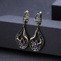 wholesale 925 silver Italian designer craft gemstone earrings with vintage high-end feel, featuring natural amethyst-0-1