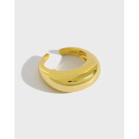 wholesale S925 Sterling Silver JBC002 Korean Fashion Minimalist Geometric Exaggerated Ellipse Smooth Ring for Women-18K Gold [No. 14/Adjustable] Opening adjustable