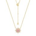 wholesale 925 silver gold-plated micro-set sunflower necklace with pink zirconia, new European and American fashion cross-border supply-0-5