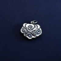 wholesale Pure silver ethnic antique-style auspicious cloud Ruyi lock pendant handcrafted DIY keychain ornament car hanging accessory-A-type auspicious cloud pendant (single circle)