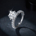 wholesale 18k Gold Plated Sterling Silver, Amazon Bestseller Luxurious Full Drill 3 Carat Moissanite 90mm Round Cut Diamond Ring-0-2