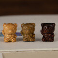 wholesale Metal material sandalwood carved bear bow tie bear rosewood green sandalwood pendant DIY bag charm phone charm wooden accessory-0-0