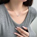 wholesale 925 Sterling Silver Korean Japanese Women's Fashion Minimalist Smile Paved Zircon Necklace, Small Dainty U-Shaped Pendant Chain-0-1