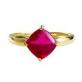 wholesale S925 Gold-Plated Metal, 7*7 Pigeon Blood Red Sugar Loaf Ring, Cross-Border AliExpress Best-Seller-0-4