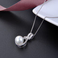 wholesale 925 Sterling Silver Micro-Inlaid Zircon Pearl Necklace, Light Luxury Design Sense Collarbone Chain, Fashionable Temperament Shell Pearl Pendant Necklace-0-2