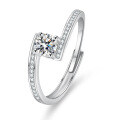 S925 Sterling Silver Moissanite Ring, 50ct, Nubi Micro-Set Star Trail Design-0-3