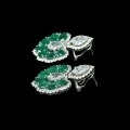 wholesale Metal: 925 Silver Gold Plated, High Carbon Diamond Muzo Green Teardrop Floral High-End Jewelry Versatile Women's Earrings-0-4