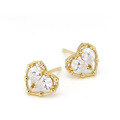 wholesale Pure silver jewelry source factory direct sales, spring and summer new Japanese and Korean style, fresh and elegant white zircon heart-shaped versatile earrings-0-1