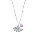 Sterling Silver Full-Set Lavender Moissanite Necklace, Sweet and Versatile-0-3