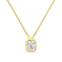 wholesale S925 Sterling Silver French Hit Women's Necklace with 8A Cubic Zirconia Square Ice-Cut Pendant, Elegant Design Collarbone Chain-Gold and white diamonds DY190885-SG-WH 925 silver