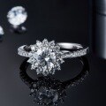 wholesale S925 Sterling Silver New Sunflower Natural Style with GRA Certificate 1 Carat Moissanite Ring-0-1