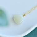 wholesale 18k Gold Clasp Natural Hetian Jade Greenish-White Small Square Bag Pendant Women's Pendant Factory Wholesale-0-2