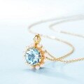 wholesale S925 Sterling Silver Japanese and Korean New Sky Blue Topaz Pendant Collarbone Chain Snowflake Necklace for Women Fashion OL One-Click Dropshipping-0-2