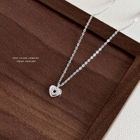 wholesale S925 Sterling Silver Korean-style Love Zircon Necklace For Women, Minimalist Star Pendant-Love/s999