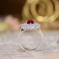wholesale S925 silver plated with 18k gold, lab-created ruby teardrop 6*9mm high-grade jewelry closed-back ring-0-3