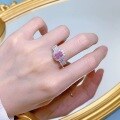 wholesale S925 Silver with Imported High-Carbon Diamonds, ZHUOZHIFAN Jewelry New 5*7 Rectangular Rose Pink Ring for Women,Ins Style-0-2