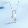 wholesale Pt950 gold-plated S925 sterling silver necklace for women with a full moissanite U-shaped pendant, ready to ship for wholesale as a gift for your girlfriend-0-5