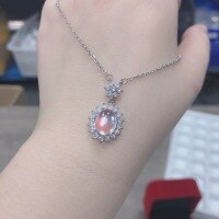 wholesale 925 Silver Plated Colorful Gem Sea Blue Necklace for Women, Light Luxury Fashion Retro Elegant Advanced Red Zircon Collarbone Chain-xb1339-white gold