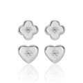 wholesale S925 Sterling Silver Four-Leaf Clover Diamond Stud Earrings Women Minimalist Style Small Fresh Personalized Elegant Heart-shaped Silver Earrings Wholesale-0-6