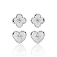wholesale S925 Sterling Silver Four-Leaf Clover Diamond Stud Earrings Women Minimalist Style Small Fresh Personalized Elegant Heart-shaped Silver Earrings Wholesale-EB216/Four-Leaf Clover [with Silver Earrings] 925 Silver