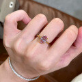wholesale S925 Gold-Plated Sterling Silver with High-Carbon Diamond 7*10mm Oval Morganite Pink Pigeon Egg Versatile Ring for Distribution-0-2