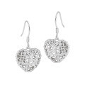 wholesale S925 Sterling Silver 507 Grid Hollow-Out Heart Earrings for Women, Minimalist Style, Small and Unique, Simple and Elegant Silver Ear Accessories-0-5