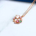 wholesale 925 Silver Korean Fairy Tale Snow White Heart-shaped Pink Crystal Red Apple Necklace Rose Gold Collarbone Chain for a Girly Look-0-2