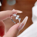 wholesale 925 Sterling Silver Bow Cat Eye Ring Women's Fashion Adjustable Ins Style Sweet High-End Design-0-0