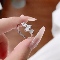 wholesale 925 Sterling Silver Bow Cat Eye Ring Women's Fashion Adjustable Ins Style Sweet High-End Design-Bow Cat's Eye Ring/Approx. 1.54g&gt;JZ016371 Sterling Silver