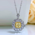 wholesale S925 Sterling Silver New Design 6*6 High Carbon Diamond Pendant Women's Small Luxe Style Necklace-0-3