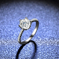 925 Sterling Silver Moissanite Maple Leaf Six-Prong Crown Ring for Women Wholesale-1 carat (eight hearts and eight arrows zircon)  13 yards