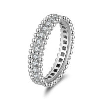 wholesale S925 Sterling Silver Ring with 5A Ultra Sparkling Zircon, Stackable Rings Band-White gold, 3g>6