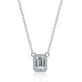 Sterling Silver Pendant with 2ct Moissanite and Emerald-Cut Bezel Setting-0-4