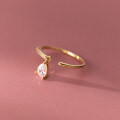 wholesale S925 Sterling Silver C-shaped Diamond-inlaid Water Drop Open Adjustable Ring for Women Ins Light Luxury R01126-0-0