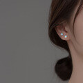 wholesale S925 Sterling Silver Korean Style Iridescent Synthetic Glass Stud Earrings, Simple and Elegant Women's Earrings M02693/M02726-0-1