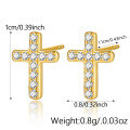 wholesale Metal: 925 Sterling Silver Earrings for Women, Minimalist and Luxe Lightning Bolt Cross Symbol Stud Earrings with Diamond Accents, Foreign Trade Jewelry-0-7