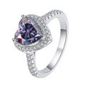 wholesale S925 Sterling Silver 1-Carat Heart-Shaped Moissanite Ring for Women, High-End Sense Jewelry Silver Accessories-0-9