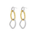 wholesale S925 sterling silver women's earrings with 779 niche, stylish, edgy, and luxurious split-color electroplated texture and irregular geometric triple rings-0-4