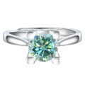 wholesale S925 Silver Adjustable Green Moissanite 1 Carat Letter Inlaid Ring with GRA Certificate-0-4