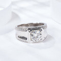 wholesale 18K White Gold Plated Silver 1 Carat Moissanite Diamond Ring Men's Wedding Band Couple's Real Diamond-0-3