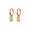 wholesale S925 Silver 26 Letters Diamond-Inlaid Ear Studs Korean Style Simple and Elegant Single Pendant for Women D9558-0-4
