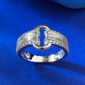wholesale S925 Silver Vintage Brushed Ingot O-Ring Buckle Ring, Fashionably Versatile with a High-End Feel, Live Stream Edition-0-2