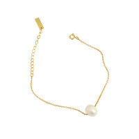wholesale S925 Sterling Silver ST198 Korean Version Ins Small Design Sense Minimalist Temperament Versatile Texture Freshwater Pearl Bracelet for Women-18K gold 925 silver