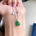 wholesale S925 Sterling Silver High Icy Translucent Yang Green Jadeite Gourd Pendant Necklace for Women, Elegant and Sophisticated New Chinese Style-0-0