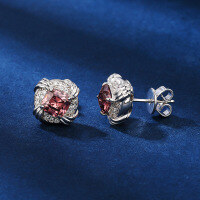 wholesale S925 sterling silver set of new Paraiba sunset pink ring, pendant, and earrings for women, cross-border live wholesale-Ring US size 5