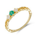 wholesale 18K gold artfully crafted geometric solitaire emerald and full-cut diamond ring for timeless elegance-0-4