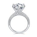 wholesale 18K white gold-plated silver T-family moissanite diamond ring, six-prong luxurious halo half-eternity 5-carat wedding ring for women-0-0